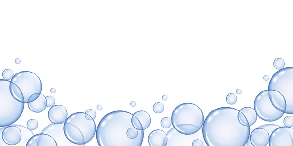 Transparent soap bubble background border isolated on white — Stock Vector