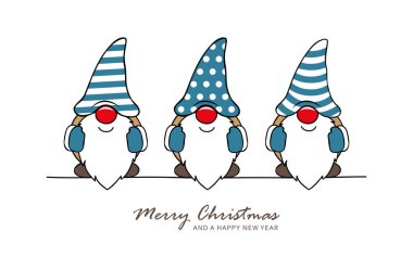 Noel tebrik kartı ve şirin noel cücesi.