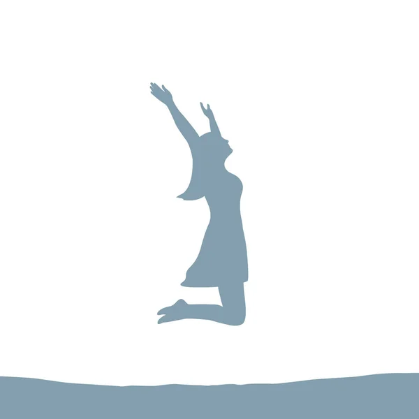 Felice salto ragazza silhouette isolato su bianco — Vettoriale Stock