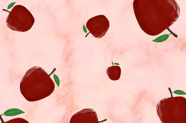 Apple fruit pattern on pink background, Beautiful Fresh fruits for wallpaper,Illustration digital art.