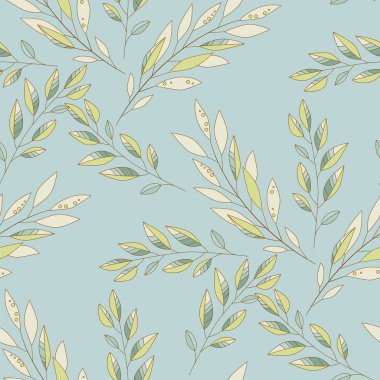 Yaprakları ve dalları ile el çizilmiş vektör seamless modeli. Kumaşlar, duvar kağıtları, hurda-rezervasyon, süs şablon tasarımı ve dekorasyon, vb için kullanılabilir