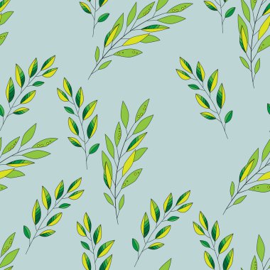 Yaprakları ve dalları ile el çizilmiş vektör seamless modeli. Kumaşlar, duvar kağıtları, hurda-rezervasyon, süs şablon tasarımı ve dekorasyon, vb için kullanılabilir