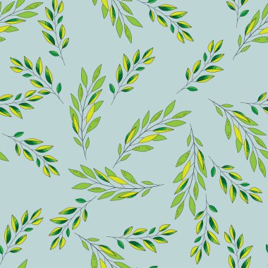 Yaprakları ve dalları ile el çizilmiş vektör seamless modeli. Kumaşlar, duvar kağıtları, hurda-rezervasyon, süs şablon tasarımı ve dekorasyon, vb için kullanılabilir