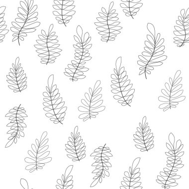 Vektör çiçek siyah-beyaz desen. Sorunsuz botanik doku, detaylı çiçek illüstrasyonlar. Çiçek desenli doodle tarzı, Bahar çiçek arka plan.