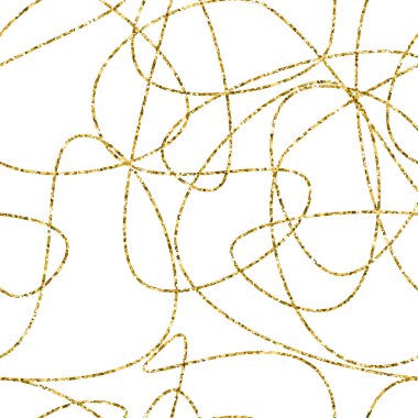 Vektör el soyut seamless modeli çekilmiş. Altın çizgili desen. 