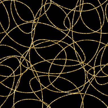 Vektör el soyut seamless modeli çekilmiş. Altın çizgili desen. 