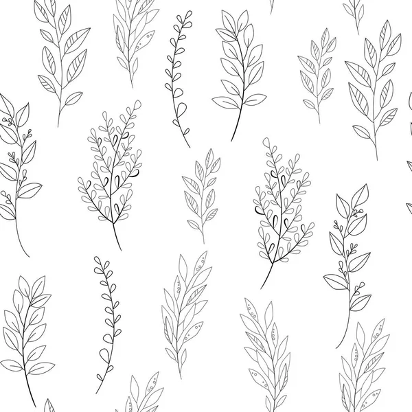 Flor Vectorial Patrón Blanco Negro Textura Botánica Sin Costuras Ilustraciones — Vector de stock