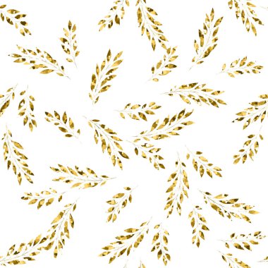 Altın çiçek öğe üzerinde beyaz backgr ile sorunsuz vektör desen