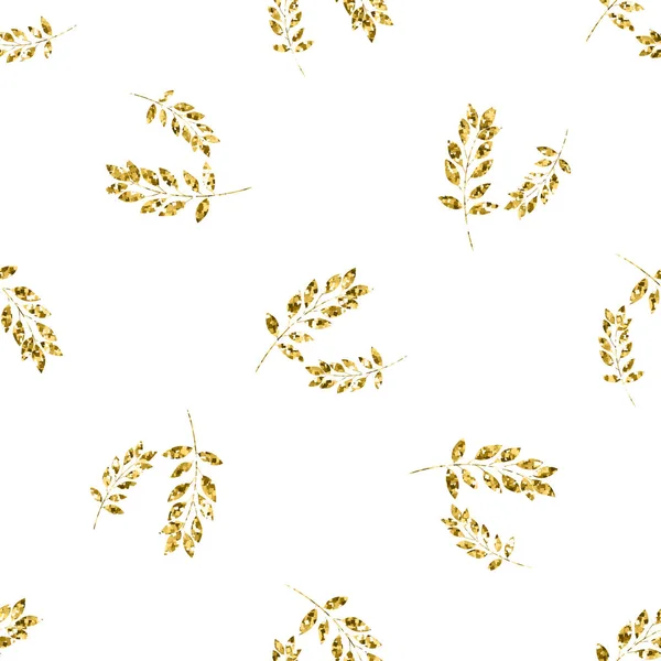 Altın çiçek öğe üzerinde beyaz backgr ile sorunsuz vektör desen