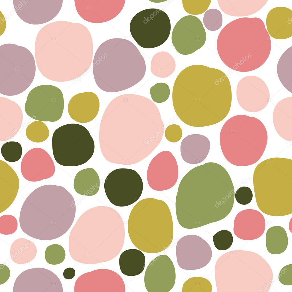 Seamless vector pattern of colorful geometric shapes on a white 