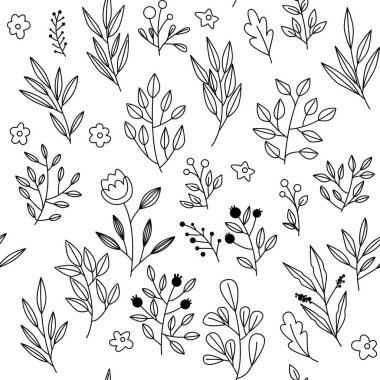 Çiçekli ve bitkili doku. Çiçek süsü. Orijinal çiçek deseni.