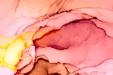 Mürekkep, boya, soyut. Tabloya yakın çekim. Renkli soyut resim arkaplanı. Yüksek desenli yağlı boya. Yüksek kalite detaylar. Alkol mürekkebi modern soyut resim, modern modern sanat.