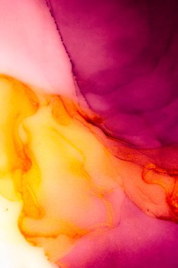 Mürekkep, boya, soyut. Tabloya yakın çekim. Renkli soyut resim arkaplanı. Yüksek desenli yağlı boya. Yüksek kalite detaylar. Alkol mürekkebi modern soyut resim, modern modern sanat.