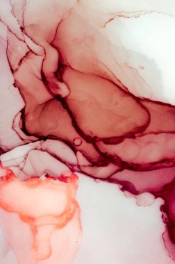 Modern tarz trendler. Mor arka planda sıvı mürekkep. Mürekkep, boya, soyut. Tabloya yakın çekim. Renkli soyut resim arkaplanı. Yüksek desenli yağlı boya. Yüksek kaliteli detaylar.