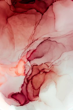 Modern tarz trendler. Mor arka planda sıvı mürekkep. Mürekkep, boya, soyut. Tabloya yakın çekim. Renkli soyut resim arkaplanı. Yüksek desenli yağlı boya. Yüksek kaliteli detaylar.