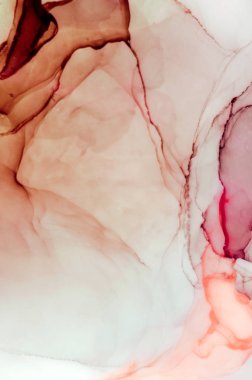 Modern tarz trendler. Mor arka planda sıvı mürekkep. Mürekkep, boya, soyut. Tabloya yakın çekim. Renkli soyut resim arkaplanı. Yüksek desenli yağlı boya. Yüksek kaliteli detaylar.