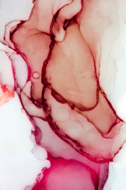 Modern tarz trendler. Mor arka planda sıvı mürekkep. Mürekkep, boya, soyut. Tabloya yakın çekim. Renkli soyut resim arkaplanı. Yüksek desenli yağlı boya. Yüksek kaliteli detaylar.