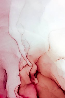 Modern tarz trendler. Mor arka planda sıvı mürekkep. Mürekkep, boya, soyut. Tabloya yakın çekim. Renkli soyut resim arkaplanı. Yüksek desenli yağlı boya. Yüksek kaliteli detaylar.