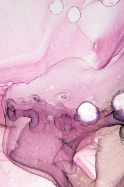 Modern tarz trendler. Mor arka planda sıvı mürekkep. Mürekkep, boya, soyut. Tabloya yakın çekim. Renkli soyut resim arkaplanı. Yüksek desenli yağlı boya. Yüksek kaliteli detaylar.