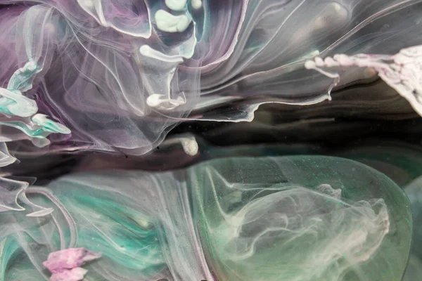 Petri艺术 Petri Art 现代绘画技术 是通过在环氧树脂中添加酒精油墨而产生的 硬化后 墨水滴硬化了 看起来像一丛丛海藻 焦糖礁和海床 — 图库照片