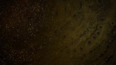 Titrek, altın hareketi, gümüş parçacıkları sarı, yeşil, siyah sıvı. 