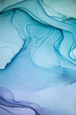 Alkol mürekkebi deniz dokusu. Artistik parlak sıçrama. Sıvı sanat eseri. Soyut ruhani girdap. Sanat eserinin bir parçası. Moda modern sanat. Gökyüzünden esinlenildiği kadar buhar ve dumandan da..