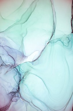 Alkol mürekkebi deniz dokusu. Artistik parlak sıçrama. Sıvı sanat eseri. Soyut ruhani girdap. Sanat eserinin bir parçası. Moda modern sanat. Gökyüzünden esinlenildiği kadar buhar ve dumandan da..