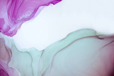 Alkol mürekkebi deniz dokusu. Artistik parlak sıçrama. Sıvı sanat eseri. Soyut ruhani girdap. Sanat eserinin bir parçası. Moda modern sanat. Gökyüzünden esinlenildiği kadar buhar ve dumandan da..