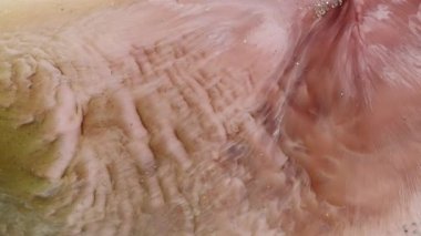 Pembe, kahverengi ve yeşil dalgalar. Parıltı parçacıklarıyla. Başka bir gezegenden gelen okyanus. Alkollü mürekkep karışımı. Çeşitli katmanlarda akış.