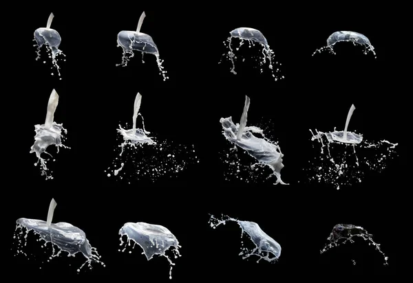 Milk Splashes Black Background Create Advertising — Stock Photo, Image