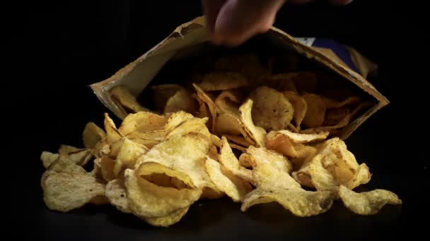 Delicious Potato Chips Junk Food — Stock Video