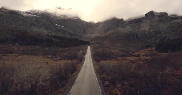 Strada Campagna Paesaggio Epico Norvegia Lofoten — Video Stock