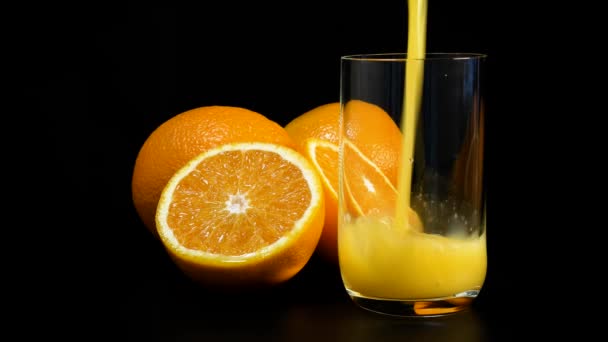 Pour Glass Orange Juice — Stock Video