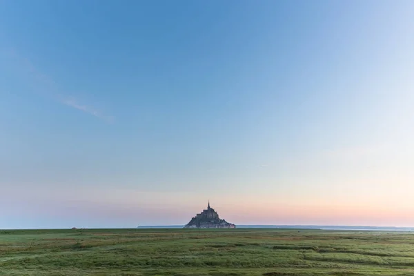 Híres Mont Saint Michel Cathedral Unesco Világörökség Részét Képező Normandia — Stock Fotó