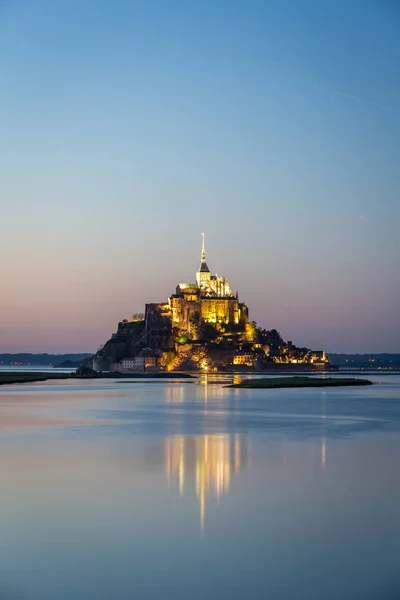 Híres Mont Saint Michel Cathedral Unesco Világörökség Részét Képező Normandia — Stock Fotó