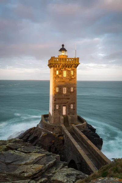 Kermorvan Vuurtoren Conquet Bretagne Frankrijk Deze Plek Het Meest Westelijke — Stockfoto