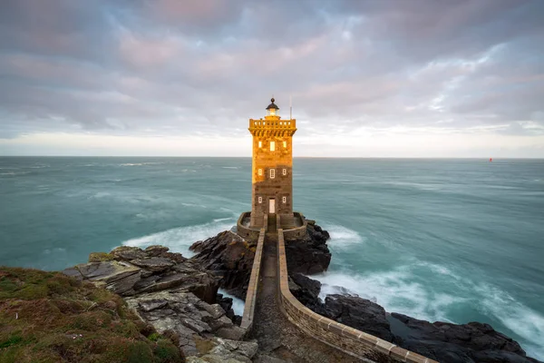 Faro Kermorvan Conquet Bretagne Francia Este Lugar Parte Más Occidental — Foto de Stock