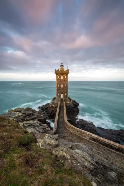 Kermorvan Vuurtoren Conquet Bretagne Frankrijk Deze Plek Het Meest Westelijke — Stockfoto