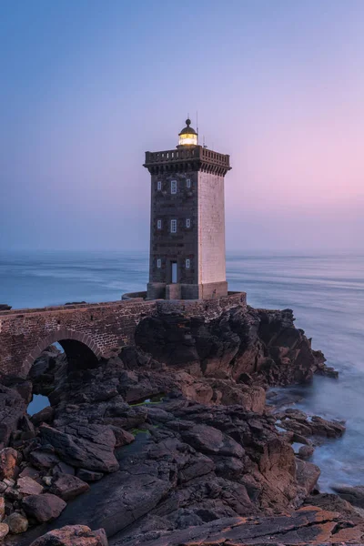 Phare Kermorvan Conquet Bretagne France Cet Endroit Est Partie Occidentale Photos De Stock Libres De Droits