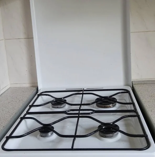 White Color Opened Gas Stove For Cooking On Syn-gas Natural Gas Propane Butane Fuel With 4 Big And Small Size Gas Burner Burners Kitchen Appliances