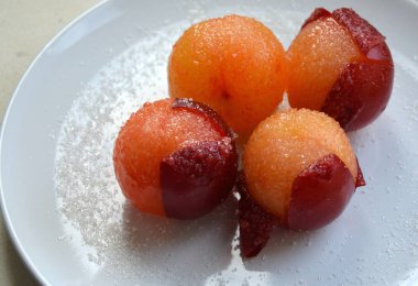 şeker, tatlı meyve, kırmızı erik, sulu Erik, Erik kabuğu olmadan Erik