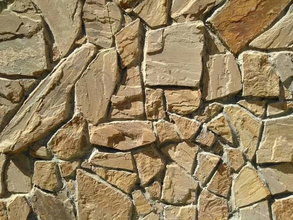 Texture Natural Stone Rock Brown Sunny Day Brick Architecture — Stock Photo, Image