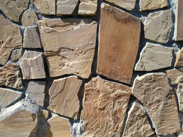 Texture Natural Stone Rock Brown Sunny Day Brick Architecture — Stock Photo, Image