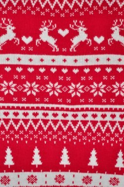 Öğe dekor Christmas kırmızı örgü kazak yakın çekim. Tatil hediye.