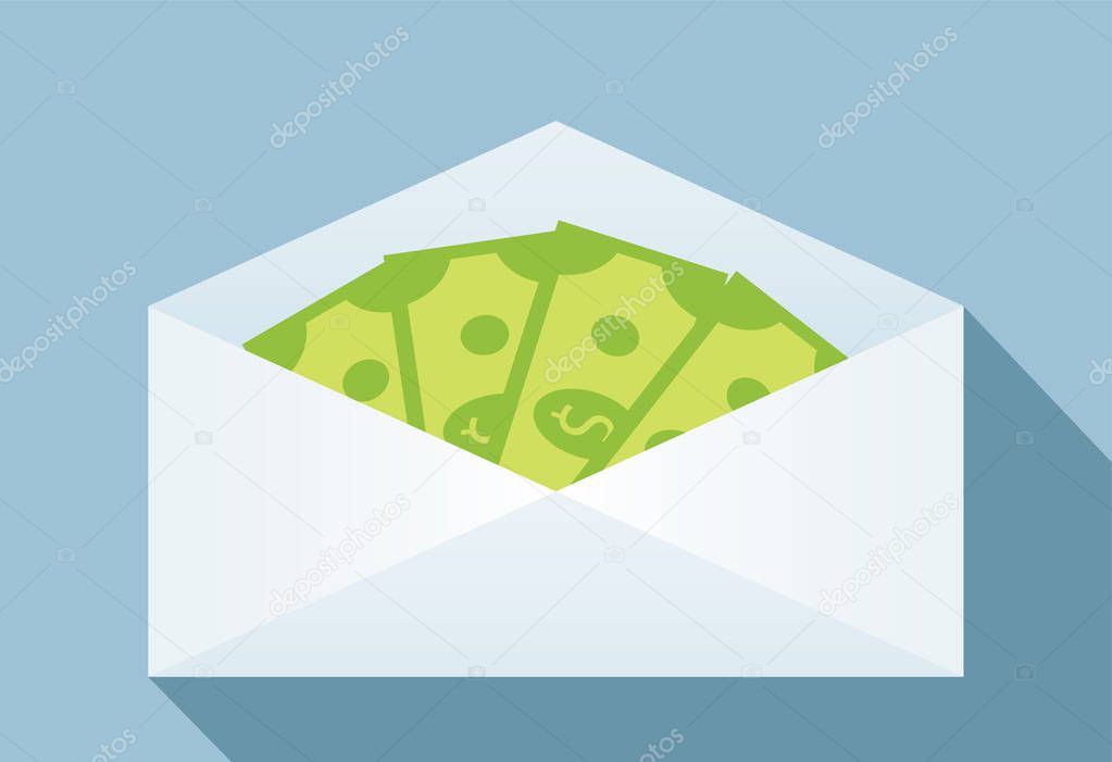 Envelope full of paper money