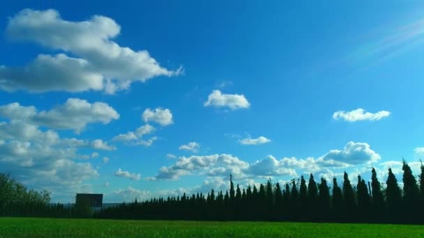 Cielo azul con nubes blancas timelapse fondo. Belleza de color brillante, luz en la naturaleza de verano. 4K — Vídeo de stock