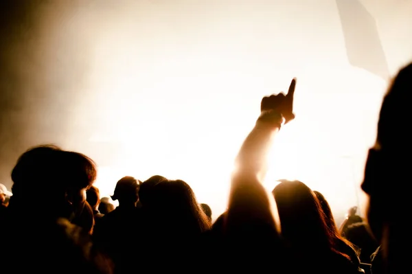 Silhuetter Hand Konsert Ljus Från Scenen — Stockfoto