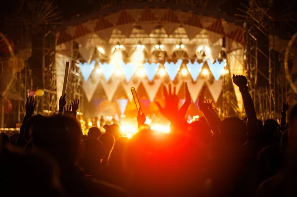 Handsilhouetten Konzert Licht Von Der Bühne — Stockfoto