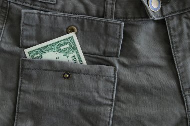 Gri pantolon yakın çekim bir cebinde Dolar banknot.