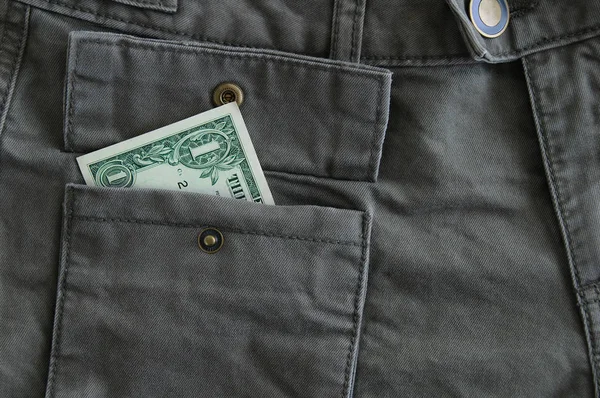 Gri pantolon yakın çekim bir cebinde Dolar banknot.